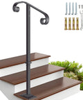Sturdy Outdoor Stair Rail Handrail, 38.8 Inch High, Single Post Mount, Fits 1 or 2 Steps, for concrete and wooden steps with base, gray.