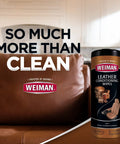 Top Shelf Leather Cleaner And Conditioner Wipes With Cloth Scrub Out Stubborn Grime While Leaving A Slick Protectant Layer on leather sofa.