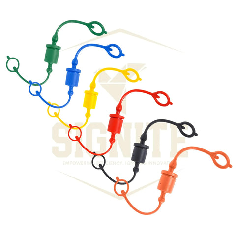 Hydraulic Hose Dust Caps And Plugs Kit Half Inch ISO A Quick Disconnects With Retention Ring Six Color Set visible