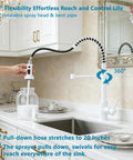 GICASA Kitchen Faucet - Pull Down Sprayer,High arc Commercial Stainless Steel Kitchen Sink Faucet White with 360° rotating sprayer.