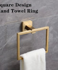 Stainless Steel Brushed Gold Bathroom Hardware Set 4 Piece Including 16 Inch Towel Bar Hand Towel Ring Toilet Paper Holder