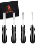 Four Size Leather Edge Beveler Tool Set With Wooden Handle For Pro Crafters, French Style Beveler, Wide Mouth Leather Edge Trimmer