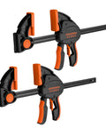 Rock Solid Heavy Duty Bar Clamps 2 Pack 12 Inch with 800 Lbs clamp force, featuring ergonomic handles for woodworking tasks.