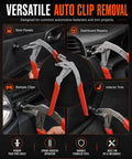 Push Pin Pliers That Make Car Clip Removal A Breeze, Quick Trim And Door Panel Clips Remover, Auto Plastic Fastener Tool Kit, Bumper Clips, Rivets, And Interior Repair Essentials stainless steel, red handles, for door panels and dashboards