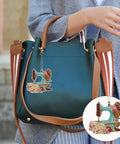 Woman with bag featuring Six Piece DIY 5D Sewing Machine Diamond Painting Keychain Kit Set Double Sided Special Shape Dope Accessory