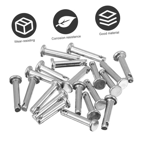20 Piece Stainless Steel Clevis Pin Kit With Single Hole For Fixed Locating on white background