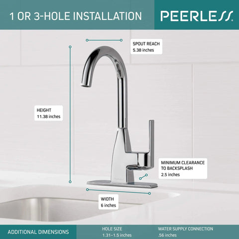 Xander Single-Handle Bar-Prep Kitchen Sink Faucet in matte black with 1 or 3 hole install, side view with 360 swivel spout.