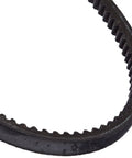 Close-up of Tri Power BX85 Belt For Pulleys, 0.66 inch wide, EPDM construction, showing notches for small sheave fit and traction.
