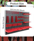 Heavy Duty Wall Mount Pegboard Organizer For Garage And Workshop Featuring Tough Pp Parts Bins and Slick Steel Hooks, 45.35x30.71 inches