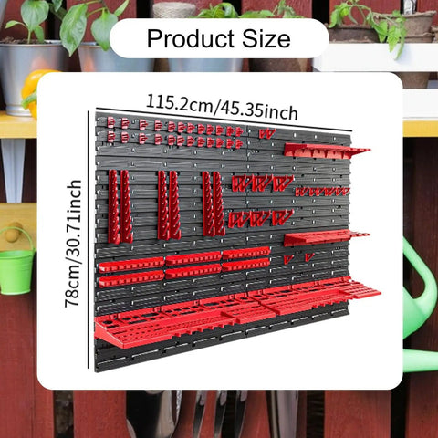 Heavy Duty Wall Mount Pegboard Organizer For Garage And Workshop Featuring Tough Pp Parts Bins and Slick Steel Hooks, 45.35x30.71 inches