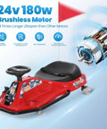 24V Electric Drifting Go Kart For Kids 3 And Up With Glowing Wheels Two Speed Switch Anti Rollover Safety Indoor Outdoor Ride On Car Up To 175 Lbs Red