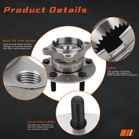Beefed-Up Rear Wheel Bearing And Hub Assembly For Mazda CX-3 2016 2017 2018 2019 2020 2021 5 Lug Without ABS Fits Rear Left And Right AWD