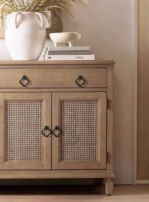 Wooden cabinet with black gold zinc alloy cabinet knobs for kitchen and bathroom, durable drawer pulls, smooth operation