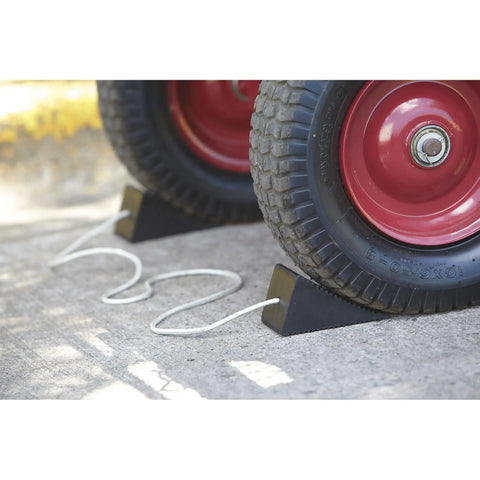 Two Pack Compact Wheel Chocks Solid Rubber For Small Vehicles And Trailers With Firm Grip And Durable Construction Black