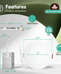 Product dimensions of 24 Piece 6 Inch Led Recessed Ceiling Lights With Junction Box, 5Cct Adjustable Kelvin Tone, 1050 Lumen Ultra Slim Trim.