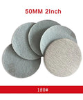 Get 300 Pcs Of Pro Grade 2 Inch Round White Hook And Loop Sanding Discs With Peel Switch Backing For Effortless Tool Free Swapping Plus Dust Venting Holes To Keep Your Work Area Clean While You Crush It Like A Boss - 180 grit sanding discs in various textures.