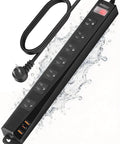 Weatherproof Outdoor Power Strip With IPX6 Rating 1625W 13A 6 Ft Extension Cord 7 AC Outlets And 3 USB Ports Wall Mount