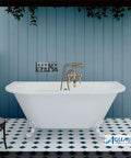 Antique Brass Wall Mount Bathtub Faucet With Tub Spout Filler Kit Double Lever Handles Telephone Hand Shower Sprayer Diverter