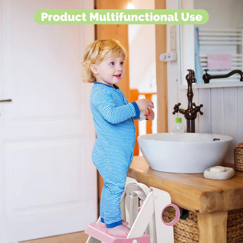 No Sweat 2 In 1 Potty Training Seat With Step Stool For Toddlers, Adjustable Height Toilet Chair, Waterproof Cushioned Pad, Rock Solid Non Slip Bathroom Helper For Kids