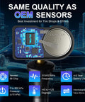4 Pack TPMS Sensor MX Sensor 2 In 1 Dual Frequency 315MHz 433MHz Press In OE Level Programmable Tire Pressure Sensor With Rubber Valve Stem For TS508 TS408 TS608 MS906PRO TS, close-up circuit and battery