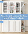Before and after of a cabinet, showcasing Heavy Duty Magnetic Push To Open Latch Built Rugged For Kitchen Cabinets And Drawers.