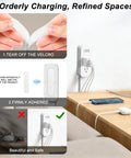 Flexible Outlet Extender Stick With Usb A And C Fast Charge Plus Two Ac Receptacles Stretches 22 To 34 Inches Swivels 180 Degrees Nips The Pinch Behind Couches And Desks with Velcro installation steps.