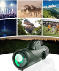 80x100 High Power Monocular With 100mm Objective Lens HD BAK4 Prism Smartphone Adapter And Easy Focus, green monocular lens view