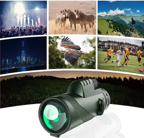 80x100 High Power Monocular With 100mm Objective Lens HD BAK4 Prism Smartphone Adapter And Easy Focus, green monocular lens view