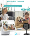 2K Indoor Home Security Camera With Crystal Clear Night Vision, 24/7 Live Video showcasing Alexa integration for family monitoring