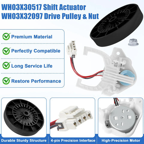 Must Have Complete Washer Repair Kit With Transmission Pulley And Nut, Washer Shift Actuator, Drive Belt, Clutch And Clutch Spring For GE And Hotpoint Washers Replacement Parts, Easy Install, Durable