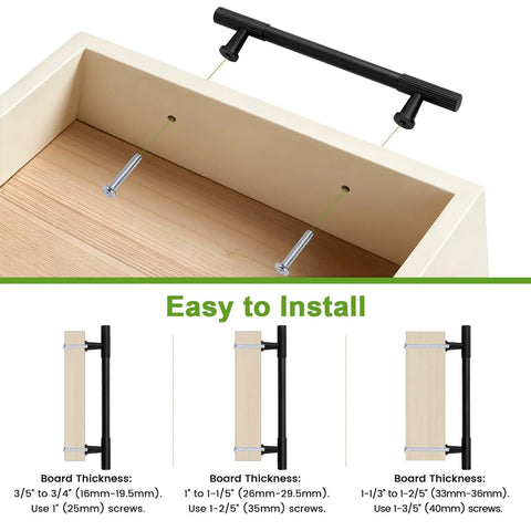 Easy installation guide for 10 Pack 5 Inch Matte Black Cabinet Handles And Drawer Pulls With 128mm Hole Centers Solid Rust Resistant