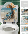 Toilet Seat Elongated Resin for Bathroom with colorful octopus beach design, suitable for most elongated toilets.