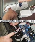 Two hands installing Dishwasher Control Button Assembly And User Interface Panel Replacement For FFID Series Models.