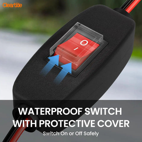 Waterproof switch with protective cover for 12V DC Water Transfer Pump With Self Priming, 330 GPH Portable Electric Pump.