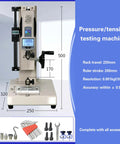 High Precision Digital Force Gauge With Manual Test Stand And Hand Wheel Push Pull Gauge For Tension And Compression Testing 8.6 Inch Stroke Clear Display Real Time Displacement Ball Screw Build ZP3000N, front view