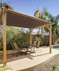 Pergola with Square 7 By 7 Brown Sun Shade Sail Canopy UV Block For Backyard Porch Pergola Lawn Garden Carport Built Tough