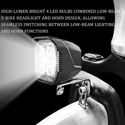 High Visibility E Bike Horn Front Light With 3 Pin Connector And Built In Horn on bicycle handle