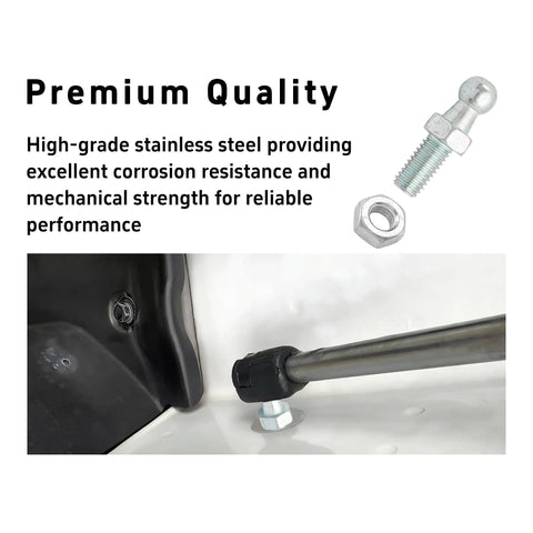 Four Pack 10mm Stainless Steel Ball Studs With M8 Thread And Half Inch Long Shank For Quick Easy Install On Universal Gas Lift Struts And Ball Joint End Fittings Hardware Silver installed on gas strut panel