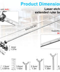 Product dimensions showing a 24 inch stainless steel ruler with laser etching for precise measurements, suitable for guide rail application.