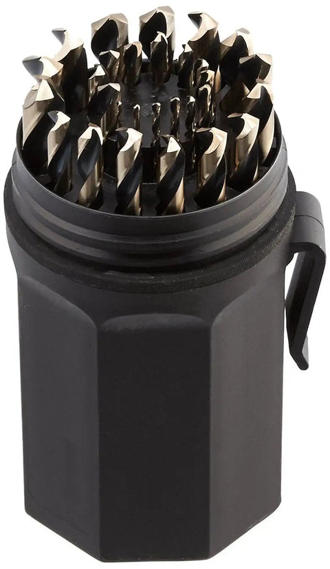 Ultra Dex 240-UB 135 Degree Split Point Magnum Jobber Drill Set 29 Piece Beefed-Up High Speed Steel Bits 1/16 To 1/2 Inch Gold Oxide Finish For Precision Metal And Wood Drilling
