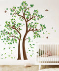 Green Tree Wall Stickers With Flying Leaves And Birds For Bedroom And Living Room TV Background Decor Waterproof And Easy To Peel Removable Wall Decals That Create A Bright Nature Inspired Space Vibe