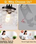 Comparison of 4mm thick glass shade with 2mm thin glass shade for Matte Black Pendant Light Fixture With 10 Inch Clear Hammered Glass Shade For Kitchen Island And Dining Room Cool Industrial Vibe Hanging Pendant Light With Adjustable Height Kit For Home Entryway