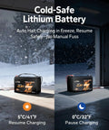 Trolling Motor LiFePO4 Battery 12V 100Ah with Bluetooth Monitoring 100A BMS, cold weather charging demonstration.
