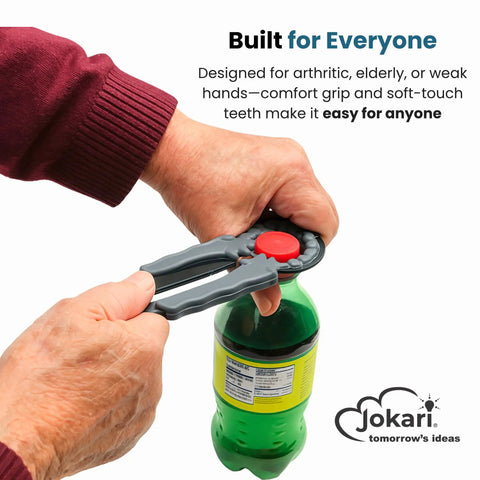 3 In 1 Bottle Opener For Jars Bottles And Cans No Sweat Easy Grip Tool For Weak Hands Twist Caps Pull Tabs Pop Tops Small Lids Arthritis Aid Manual Kitchen Tool Black opening a bottle