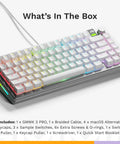 Solid Aluminum Tkl Mechanical Keyboard With Hot Swappable Mx Switches And Sound Dampening Foam Drip Modular Chassis, includes accessories.