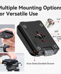 Camera Quick Release Plate And Tripod Mount Adapter For Gimbals Sliders And DSLRs With One Quarter Inch And Three Eighth Inch Screws