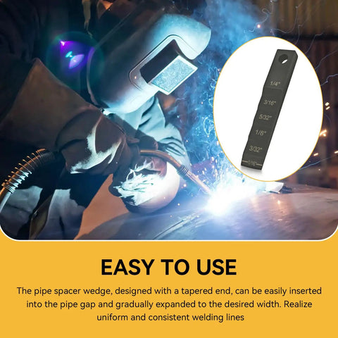 Two-In-One Pipe Spacer Wedge With Stepped Gauge For Welding, Small 3/4 X 4 In Pry And Measure Tool, Anti-Slip Safety Holes, Quick Gap Alignment, Precise Fit, Durable Steel Wedge For Pipe Spacing And Fittings on a weld seam