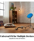 Electronic Drum Module Mounting Plate with Universal Clamp on floor in home studio with pillow and shelves