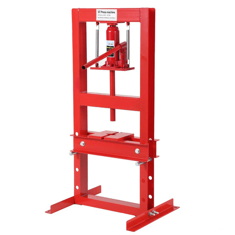 6 Ton Hydraulic H Frame Shop Press With Adjustable Table And Stamping Plates For Auto Repair And Metalworking In Garage Use Beefy Workhorse For Bearing Removal U Joint Installations And Straightening Projects Red
