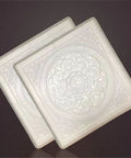 Two Piece Concrete Molds For Walkways Diy Square Paver Stamps Flagstone Casting Reusable Garden Path Stone Patio Pavers 15.7 By 15.7 By 1.4 Inches For Diy Folks showing embossed floral design